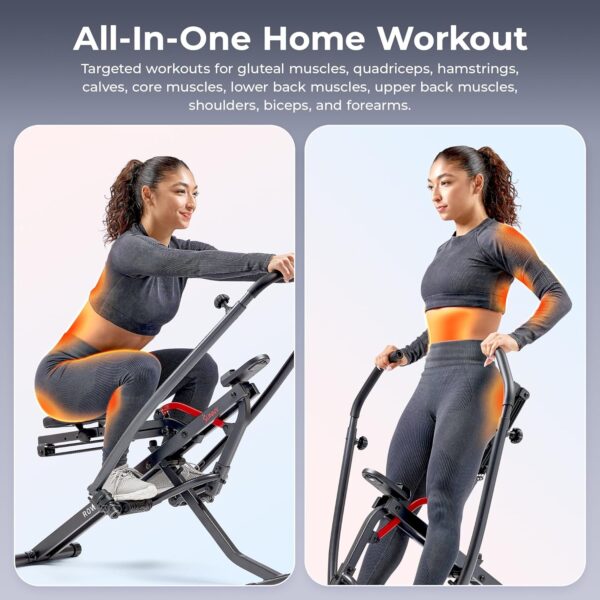 Sunny Health & Fitness Duo Motion Row and Squat Assist Multi-Functional Workout Trainer with Adjustable Resistance, Easy Setup & Foldable, Glute & Leg Exercise Machine - SF-A022070 - Image 2