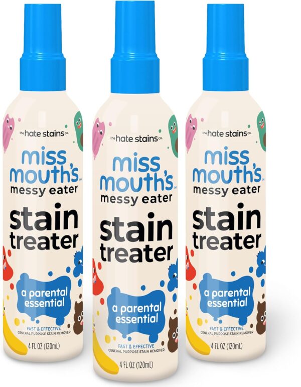 Miss Mouth's Messy Eater Stain Treater Spray - 4oz 3 Pack Stain Remover - Newborn & Baby Essentials - No Dry Cleaning Food, Grease, Coffee Off Laundry, Underwear, Fabric