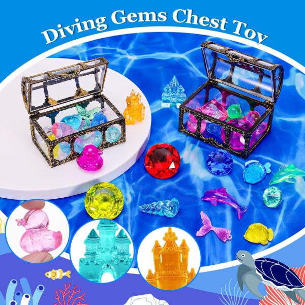 Thuodo 28 Pcs Diving Gem Pool Toys Colorful Diamond Set with Treasures Pirate Box Summer Water Toys for Kids Swimming Toys for Boys and Girls Pool Party Favors - Image 3