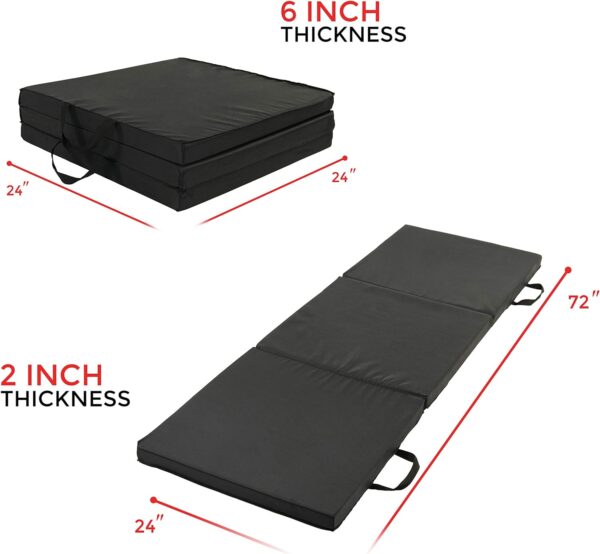 Sunny Health & Fitness Folding Gymnastics Tumbling Mat - Extra Thick with Carry Handles - for Exercise, Yoga, Fitness, Aerobics, Martial Arts, Cardio - Image 4