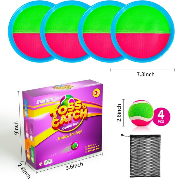 Qrooper Kids Toys Toss and Catch Game Set - Beach Toys Pool Toys Outdoor Toys for Kids Ages 4-8, Classic Outdoor Games, Beach Games, Yard Games for Kids Adults Family Outside Games - Image 6