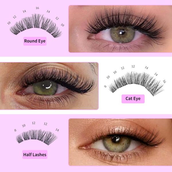 VEYESBEAUTY Dreamy Cluster Lashes Individual Lash Extensions Newbie's Five-Second DIY Dramatic Volume Eyelash Wispy Faux Mink Lash Mixed Length Tray for Self Application at Home - Image 6