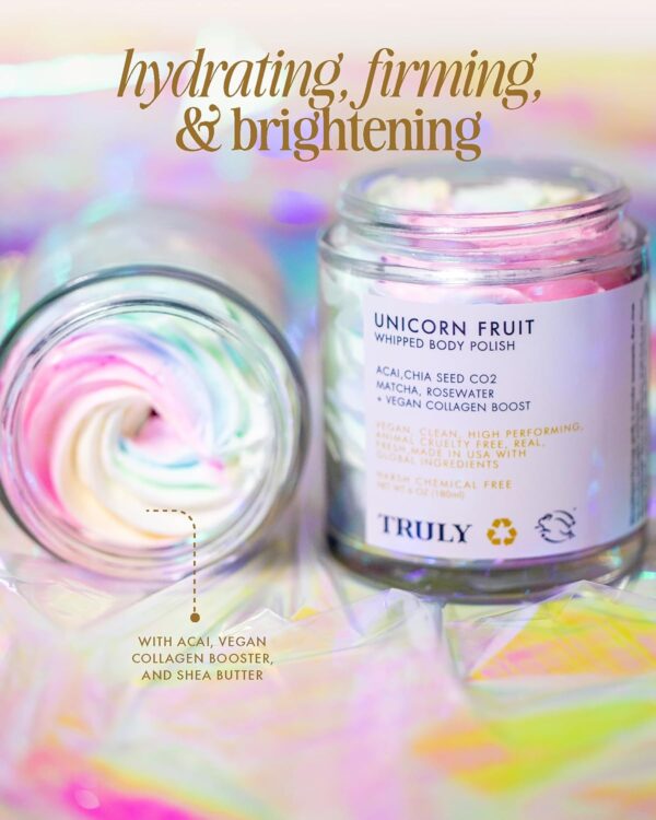 Truly Beauty Unicorn Fruit Whipped Body Polish- Whipped Body polish for Women - Body Scrub That Helps Hydrate, Soothe, and Plump Dry Skin - Body Scrubs for Women Exfoliation - 2 OZ - Image 2