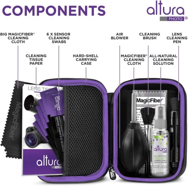 Altura Photo Professional Camera Cleaning Kit APS-C DSLR & Mirrorless Cameras - Camera Lens Cleaner w/Sensor Cleaning Swabs & Case, Works as Camera Lens Cleaning Kit, Camera Cleaner, Sensor Cleaner - Image 2