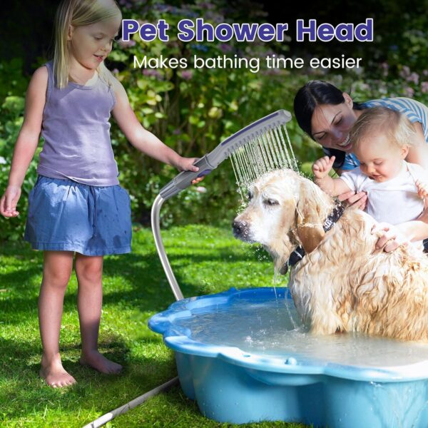 Shandus Professional Dog Shower Head, Dog Shower Attachment, Pet Shower Head for Dogs, Indoor Outdoor Dog Bath Wand Sprayer Includes 8-Foot Flex Hose, 3 Spraying Mode On/Off - Image 8