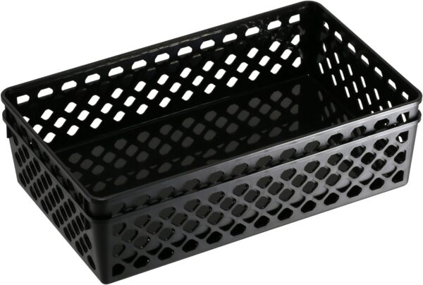 OIC® 30% Recycled Plastic Supply Baskets, Large, Black, Pack Of 2 - Image 3