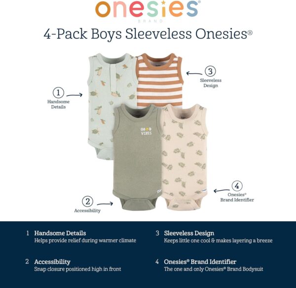 Gerber Baby Boys Multi-Pack Sleeveless Onesies Bodysuit - Image 6