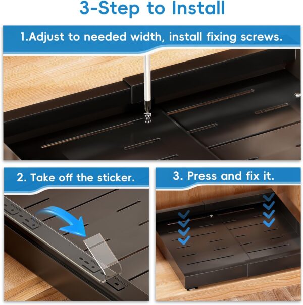 Dobyusf Pull Out Cabinet Organizer, Expandable (11.81"-18.1" W) Slide Out Drawers for Kitchen Bathroom Cabinet, 1Pack - Image 6