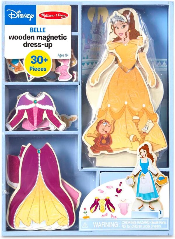 Melissa & Doug Disney Belle Magnetic Dress-Up Wooden Doll Pretend Play Set (30+ pcs) - Image 6