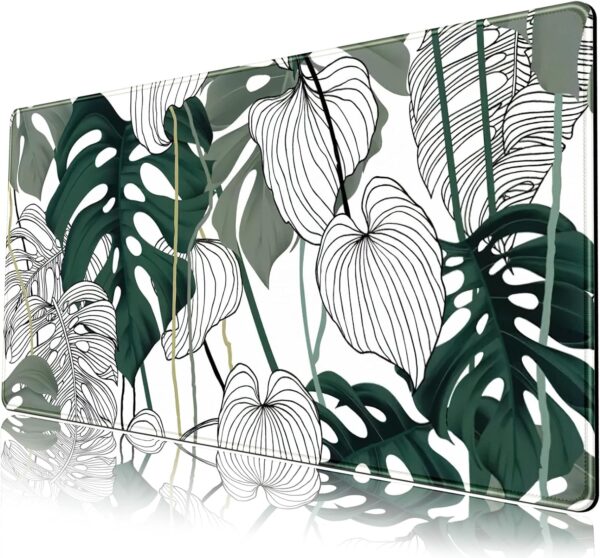 Desk Mat Green Plant Leaf Large Mouse Pad Desk Pad Tropical Boho Desk Accessories for Women Office Decor Laptop Keyboard Mouse Mat XXL Mousepad 31.5''X15.7'' Non-Slip Rubber Base with Stitched Edges - Image 7