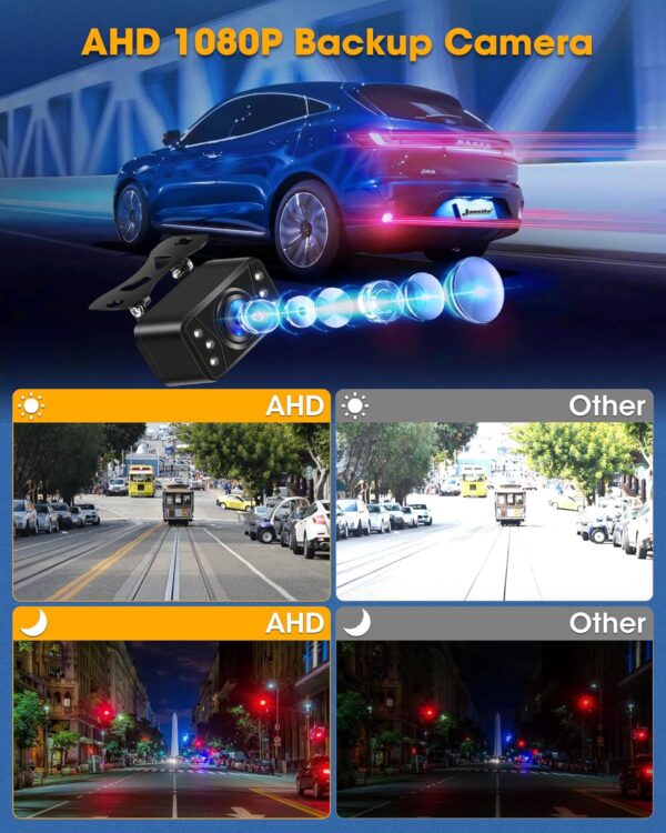 【5" AHD 1080P】 Back Up Camera for Cars Back Up Camera Systems for Truck Backup Camera with Monitor 6 LEDs Night Vision 5 Guide Lines, 140° Wide Angle IP68 Reverse Camera Rear View Camera for Vehicle - Image 2