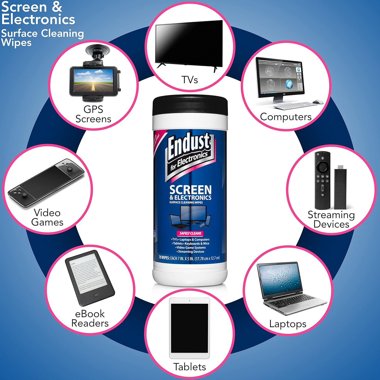 Endust for Electronics; Screen & Surface Cleaning Wipes, Great LCD and Plasma Wipes, 70 Wipes (11506) - Image 4