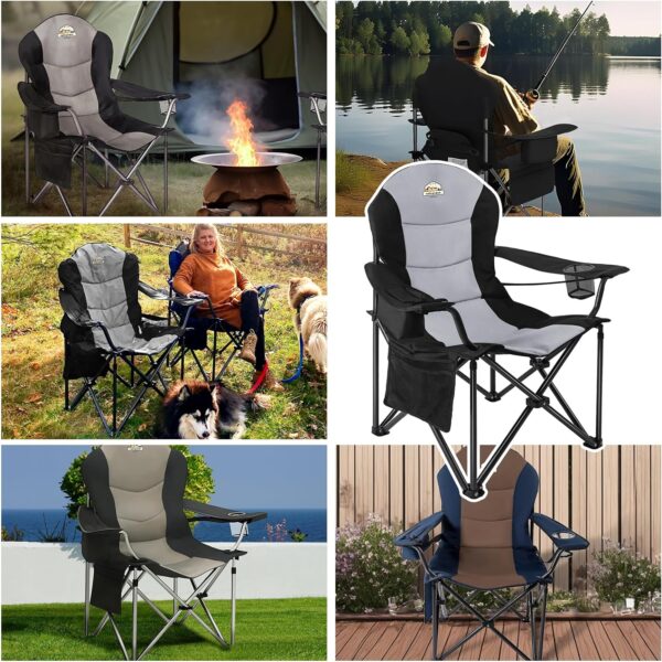 Colegence Oversized Camping Outdoor Heavy Duty Chair Support 400 LBS Carry Bag Included, Heavy People Full Padded Folding Chairs with Lumbar Support, Cooler Bag, Mesh Cup Holder, Pocket for Lawn,Sport - Image 9