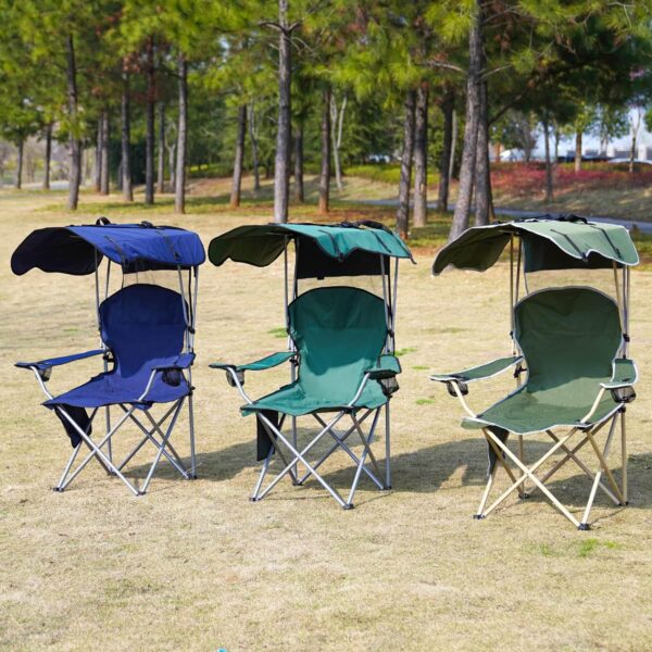 VTOY(50”Hx36”W Lawn Chairs，Camping Chair with Canopy Foldable W/Sun Shade for for Beach Camping Folding Outdoor Fishing/Sports|with Two Cup Holder and Storage Bag. - Image 9