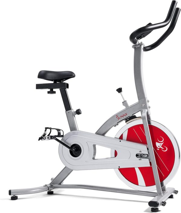 Sunny Health & Fitness Indoor Cycling Resistance Exercise Bike w/Optional Dumbbell Holder & Connected Fitness - Image 2