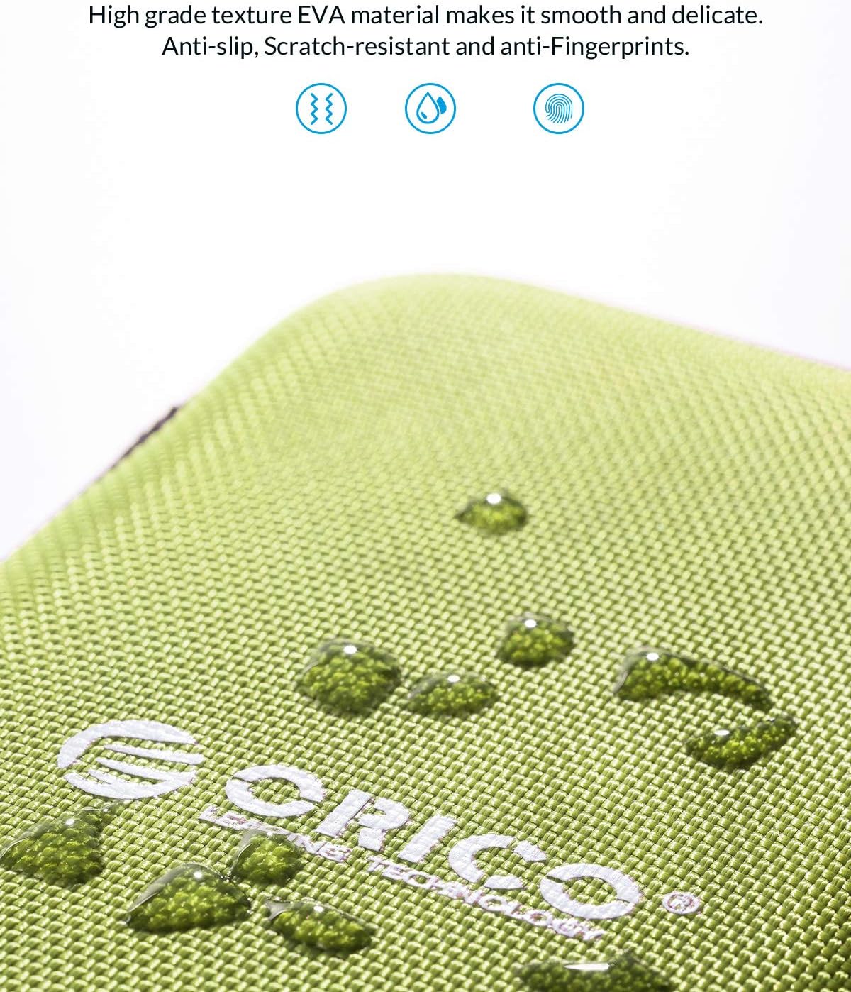 ORICO Hard Drive Case 2.5 inch External Drive Storage Carrying Bag Waterproof Shockproof with Inner Size 5.5x3.5x1.0inch for Organizing HDD and Electronic Accessories, Green(PHD-25) - Image 5