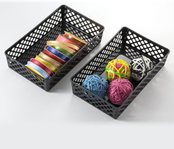 OIC® 30% Recycled Plastic Supply Baskets, Large, Black, Pack Of 2 - Image 4