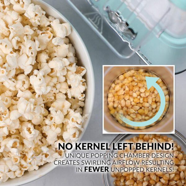 Nostalgia Hot-Air Electric Popcorn Maker, 12 Cups, Healthy Oil Free Popcorn with Measuring Scoop, Retro Aqua - Image 4