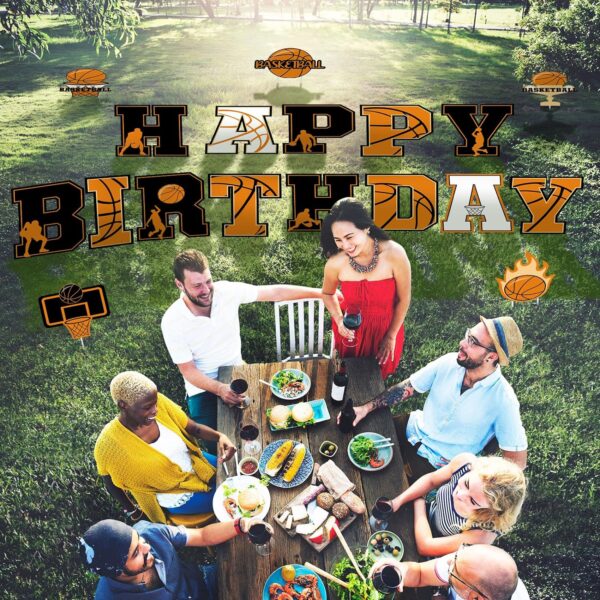 Menkxi 18 Pcs Happy Birthday Yard Signs with Stakes Lawn Decorations Themed Party Decorations Ball Birthday Outdoor Lawn Signs for Boy Girl Outdoor Sport Party Supplies (Basketball) - Image 6