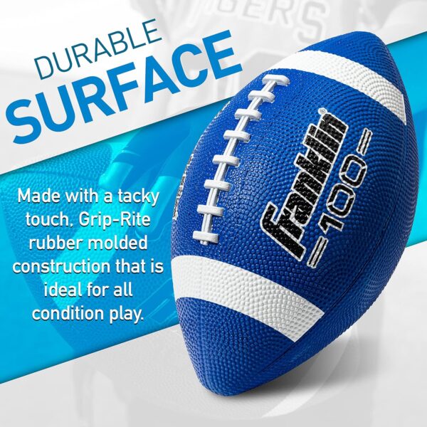 Franklin Sports Kids Junior Football - Grip-Rite 100 Youth Junior Size Rubber Footballs - Peewee Kids Durable Outdoor Rubber Footballs - Single Footballs + 6 Football Bulk Packs Available - Image 2