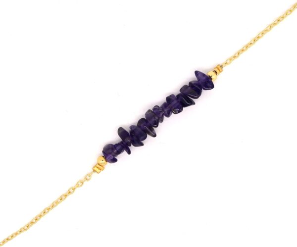 Gempires Natural Amethyst Chips Bar Bracelet, Purple Amethyst Crystal Bracelet, February Birthstone, Handmade Jewelry 7+1 inch Adjustable Chain (Amethyst) - Image 2