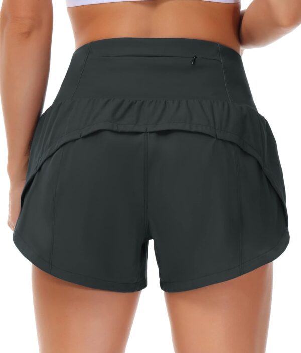 THE GYM PEOPLE Womens High Waisted Running Shorts Quick Dry Athletic Workout Shorts with Mesh Liner Zipper Pockets - Image 3