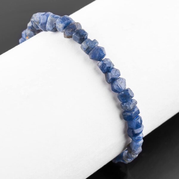 Healing Rough Handmade Bracelet, Natural Raw Blue Sapphire Crystal Rough String Jewelry, Gemstone Rock, Birthstone, Chakra Stones, Women Jewelry, 925 Sterling Silver Chain 8 inch - Image 5