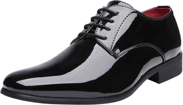 Bruno Marc Men's Faux Patent Leather Tuxedo Dress Shoes Classic Lace-up Formal Oxford