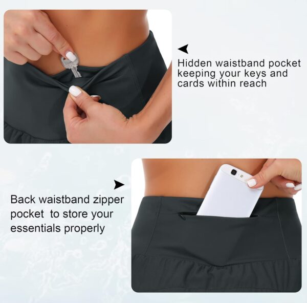 THE GYM PEOPLE Womens High Waisted Running Shorts Quick Dry Athletic Workout Shorts with Mesh Liner Zipper Pockets - Image 4