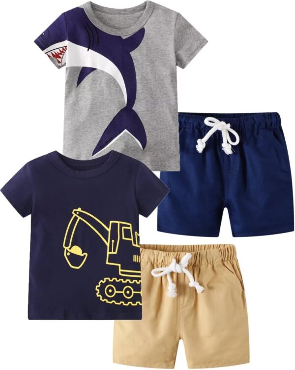 Toddler Boy Summer Clothes Outfits Kids Cotton Short Sleeve Shirt Shorts Set 2-7 Years