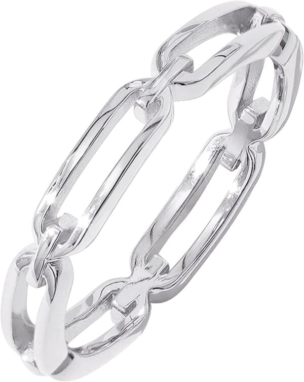 Amazon Essentials 14K Gold or Rhodium Plated Sterling Silver Chain Link Band Ring