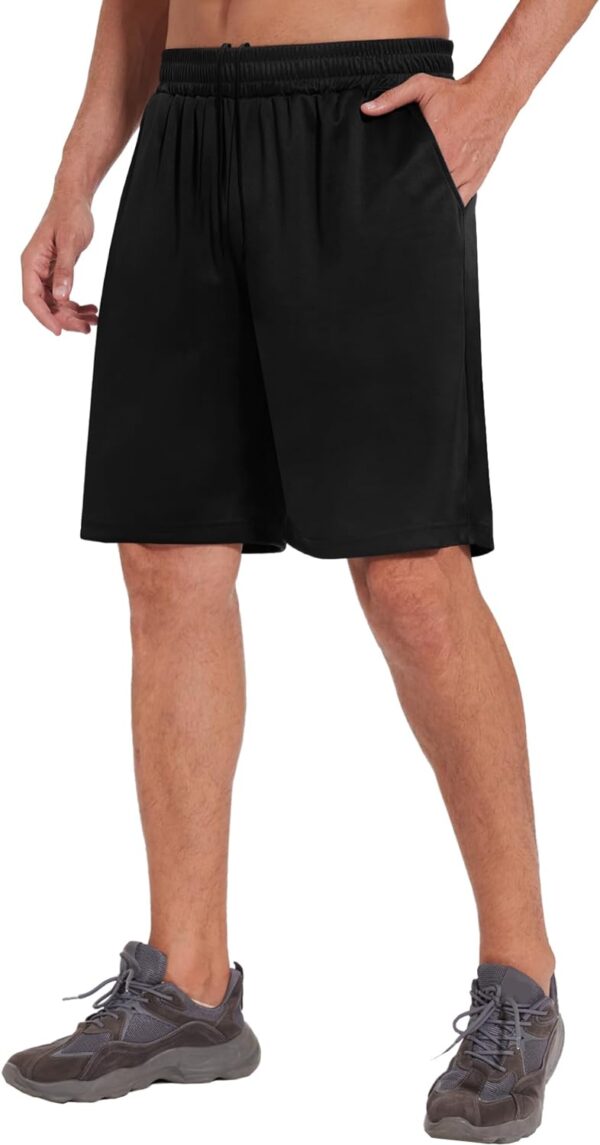 Basketball Gym Mens Shorts - Athletic Quick Dry Black Workout Shorts with Pockets for Casual Running Activewear