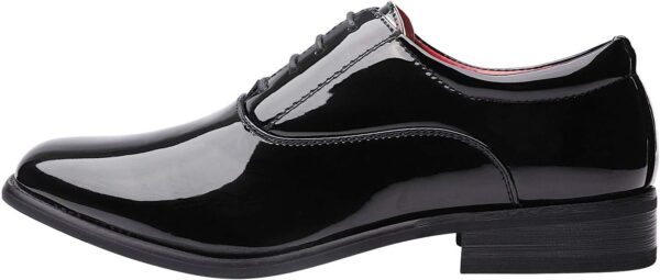 Bruno Marc Men's Faux Patent Leather Tuxedo Derby Dress Shoes Classic Lace-up Formal Oxford - Image 2