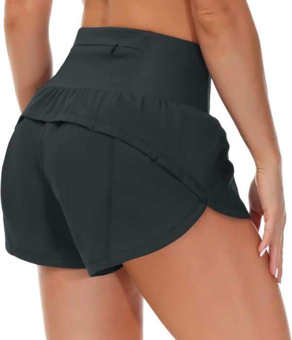 THE GYM PEOPLE Womens High Waisted Running Shorts Quick Dry Athletic Workout Shorts with Mesh Liner Zipper Pockets