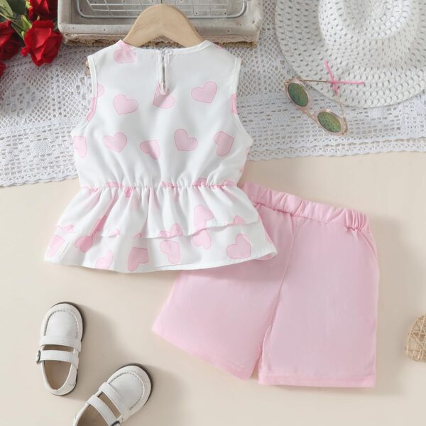 Kids Girl Clothes Heart Print Sleeveless Top and Shorts Baby Girl Summer Outfits Short Set - Image 8