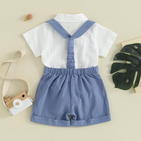 Infant Baby Boy Summer Outfit Gentleman Short Sleeve Romper Dress Shirt Suspender Shorts 2Pcs Suit Clothes Set - Image 3