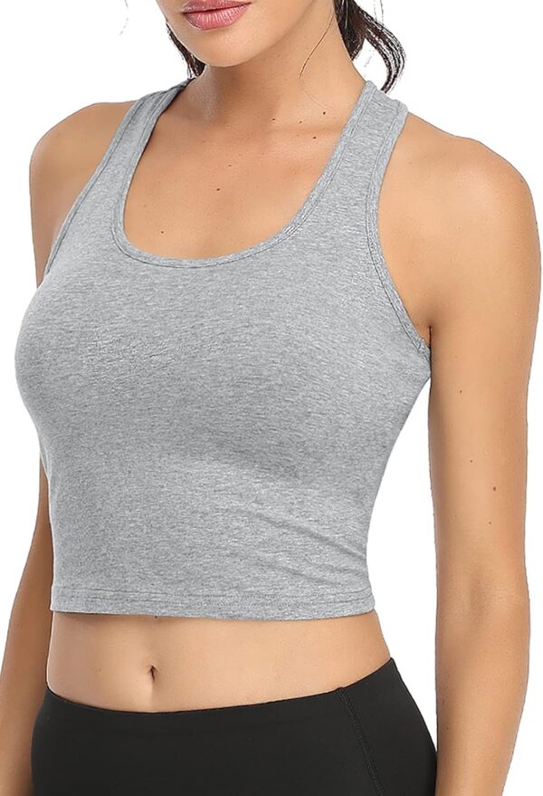 Sports Crop Tank Tops for Women Cropped Workout Tops Racerback Running Yoga Tanks Cotton Sleeveless Gym Shirts 3 Pack - Image 3