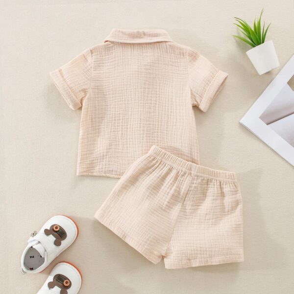 Baby Boys Clothes Set Toddler Infant Boys Button-down Shirt Tops + Cotton Gauze Shorts Summer Outfit 2PCS with Pockets - Image 7