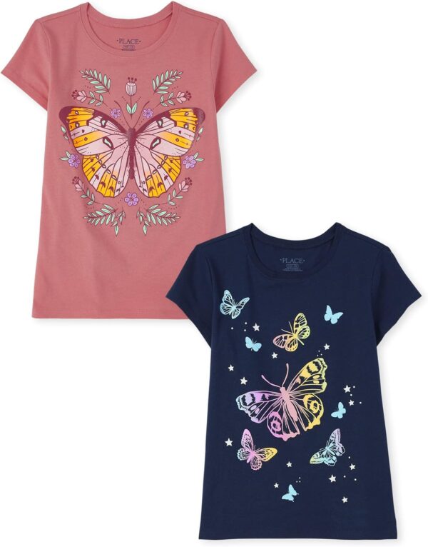 The Children's Place girls Multi Color Short Sleeve Graphic T shirt 3 Pack