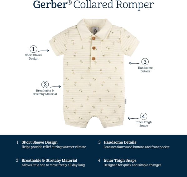 Gerber Baby-Boys Cotton Polo Romper - Image 5