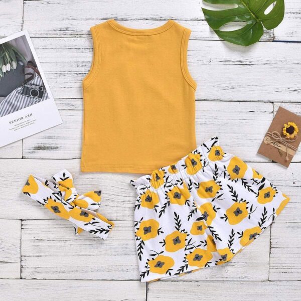 Hipea Toddler Baby Girl Outfits Flower Tops Sleeveless Vest Shorts Headband Summer Clothes Set - Image 8