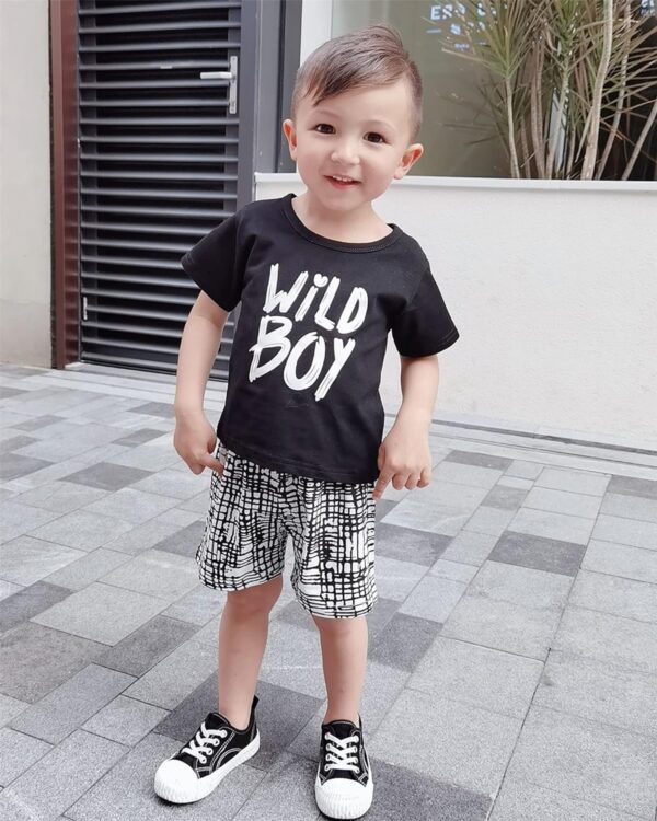 Kucnuzki Toddler Baby Boy Clothes Outfits Short Summer Sleeve Letters Printed Shirt Shorts Sets 2PC Little Boy Clothing - Image 2