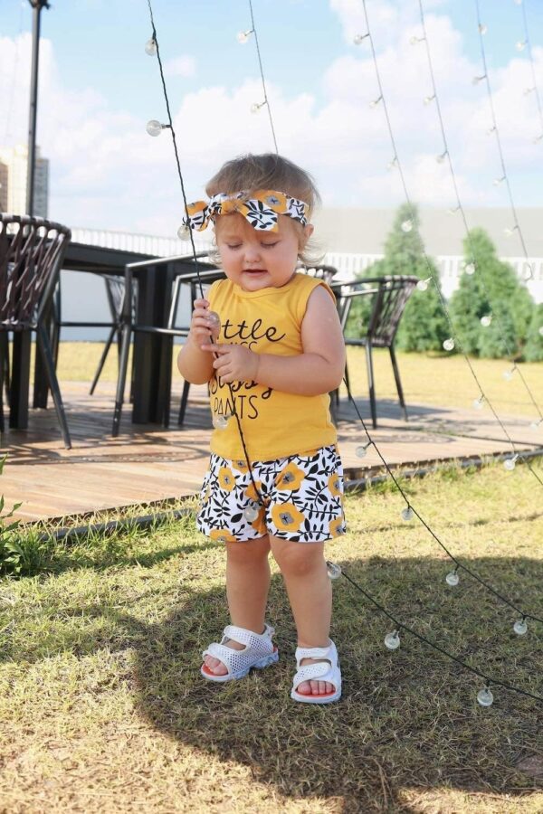 Hipea Toddler Baby Girl Outfits Flower Tops Sleeveless Vest Shorts Headband Summer Clothes Set - Image 7